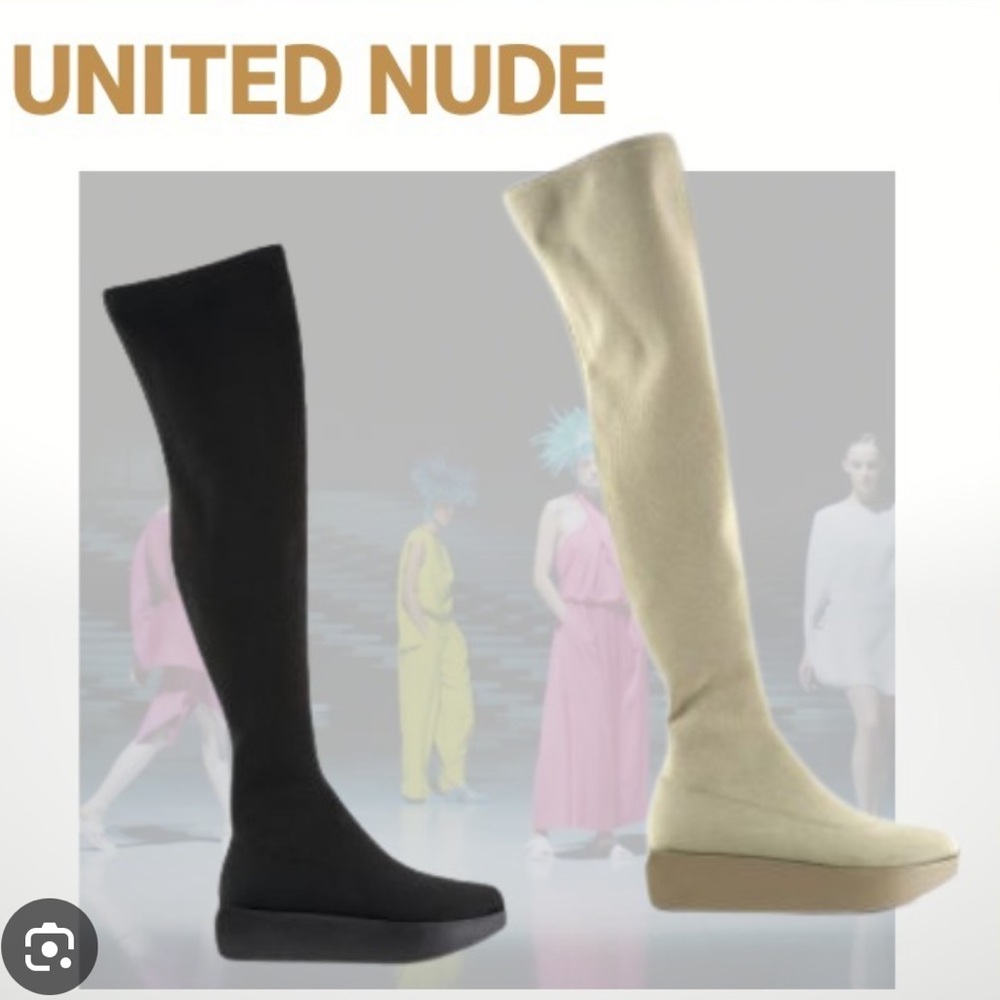 United Nude Women’s Over-the-Knee Stretch Boots - Black & Ivory